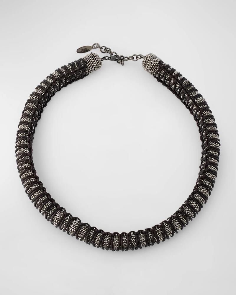 Brunello Cucinelli Leather Braided Tubular Monili Choker Necklace Cover