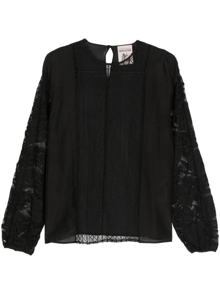 Semicouture Agostina lace-panels blouse - Black Cover