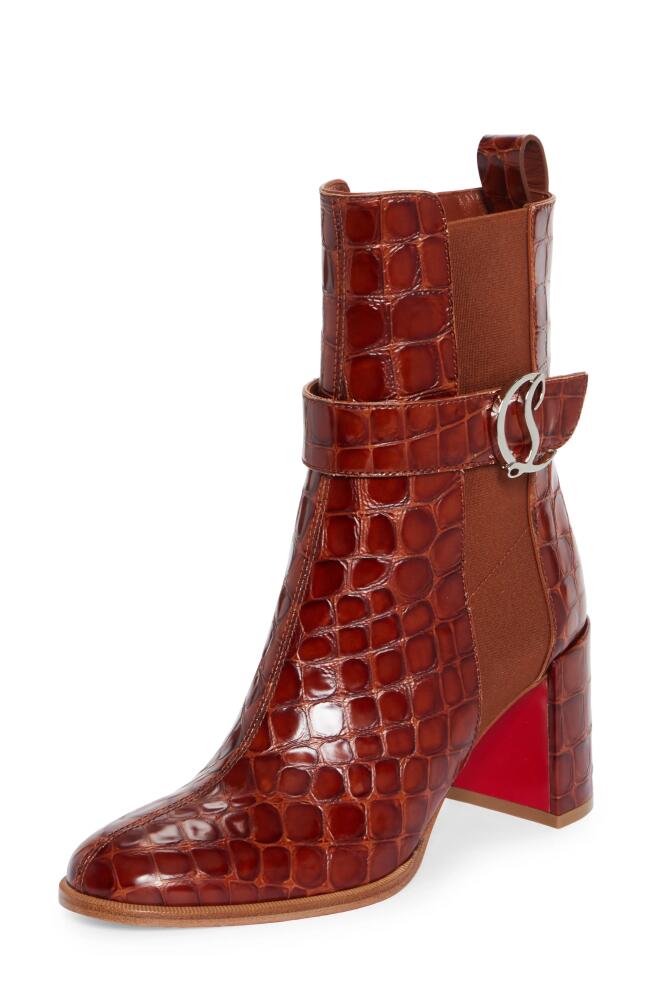 Christian Louboutin Croc Embossed Chelsea Boot in Acajou Cover