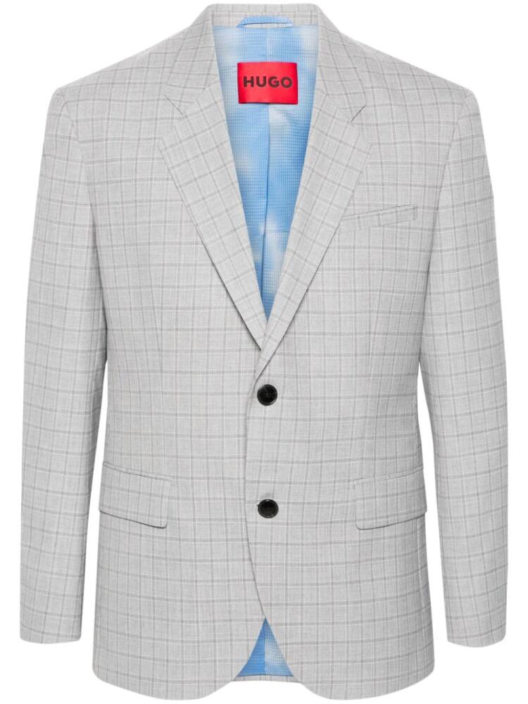 HUGO plaid-check single-breasted blazer - Grey Cover