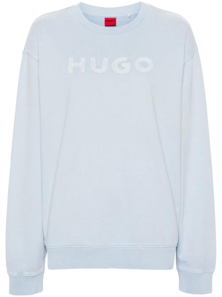 HUGO logo-embroidered cotton sweatshirt - Blue Cover