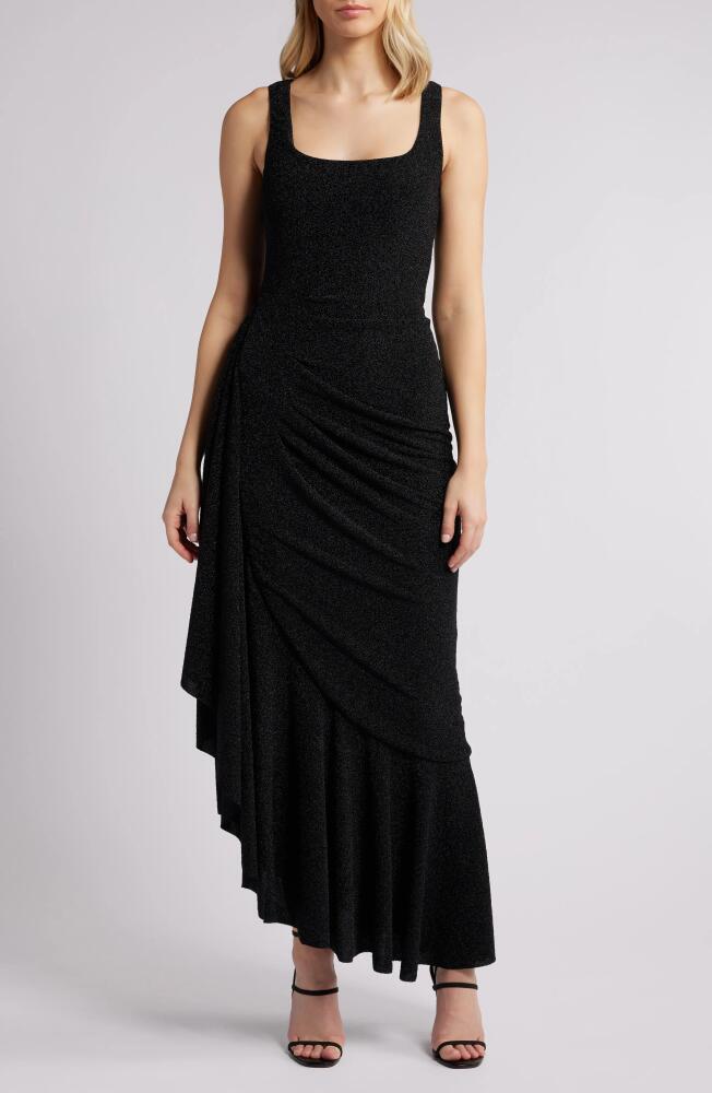 Black Halo Jewel Sleeveless Gathered Evening Gown Cover