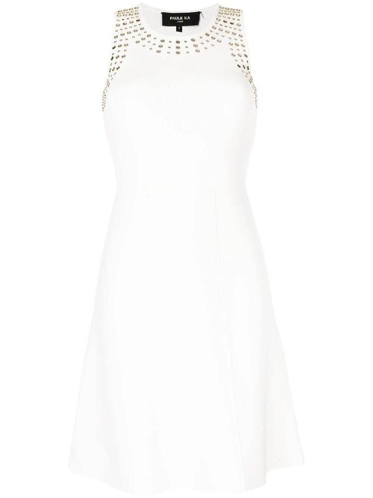 Paule Ka stud-embellished mini dress - White Cover