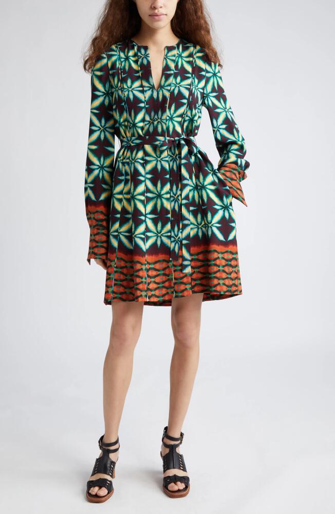 Ulla Johnson Daisy Mixed Print Long Sleeve Dress in Olivinite Cover