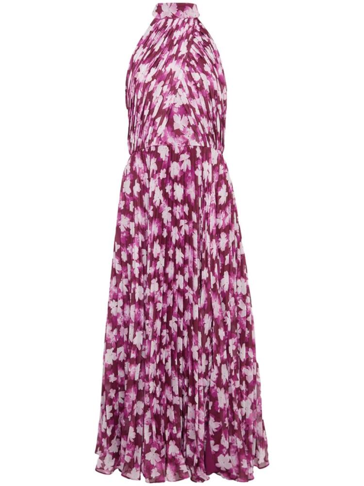 Monique Lhuillier floral-print pleated midi dress - White Cover