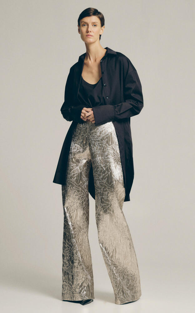 Sophie et Voila - Metallic Wide-Leg Pants - Silver Cover