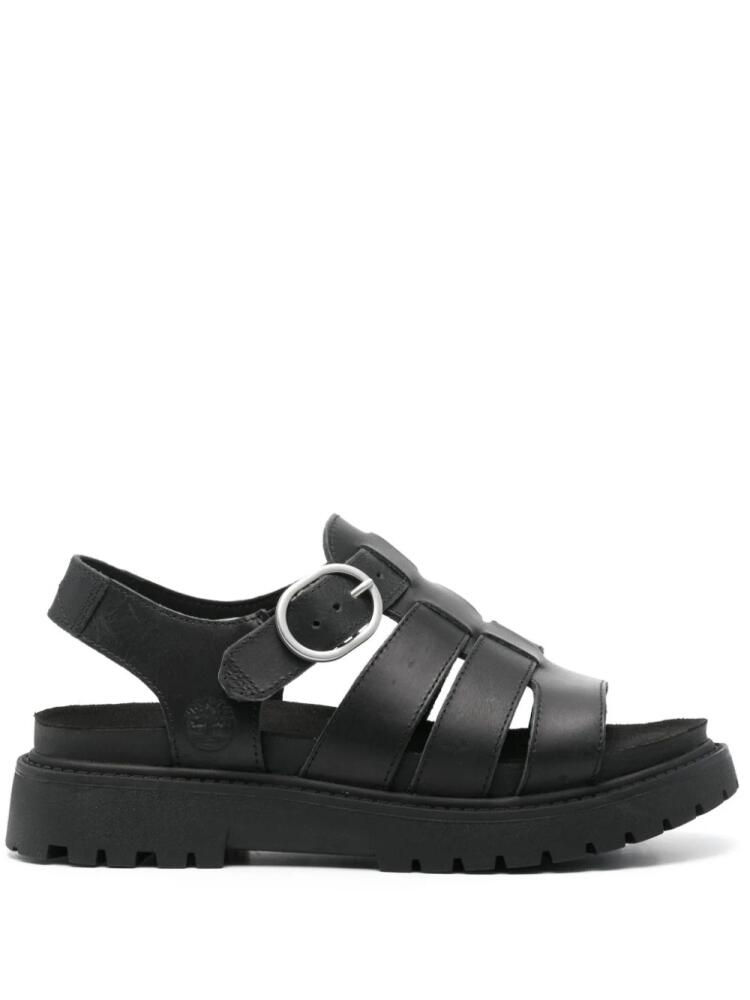 Timberland logo-debossed leather sandals - Black Cover