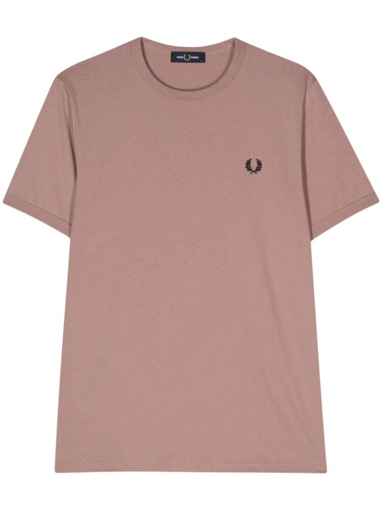 Fred Perry embroidered-logo cotton T-shirt - Pink Cover