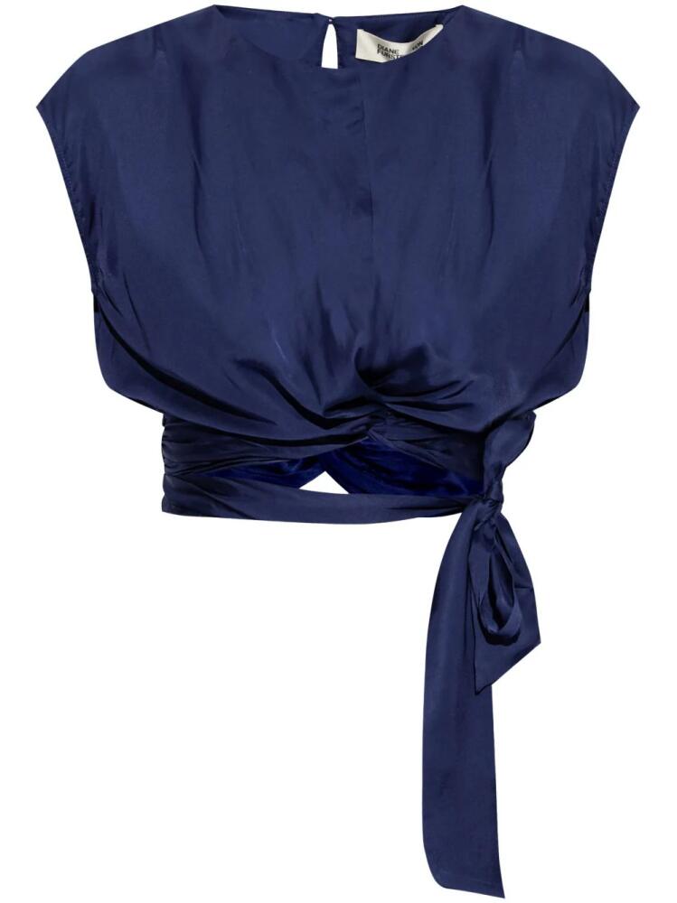 DVF Diane von Furstenberg knot-detailing cropped top - Blue Cover