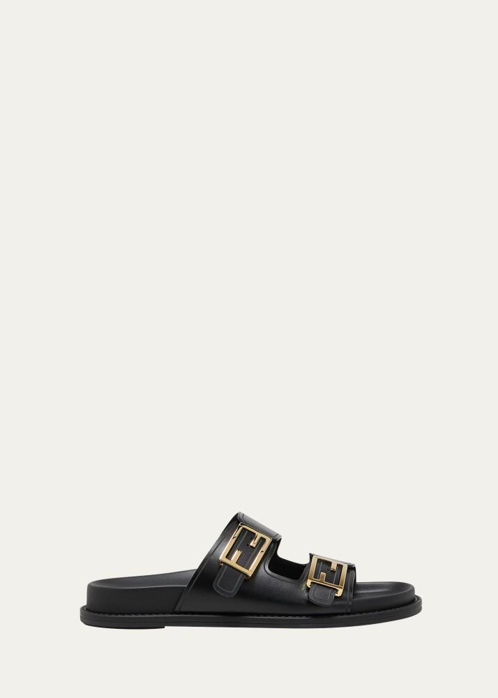 Fendi F Buckle Leather Slide Sandals Cover