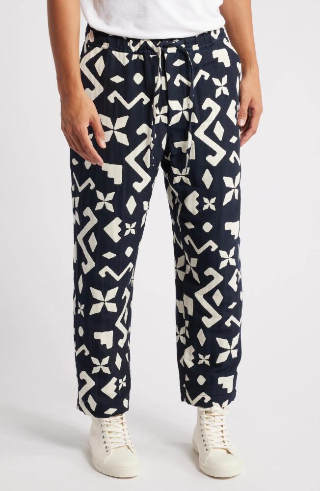 Wax London Kurt Block Geo Jacquard Pants in Navy /Ecru Cover