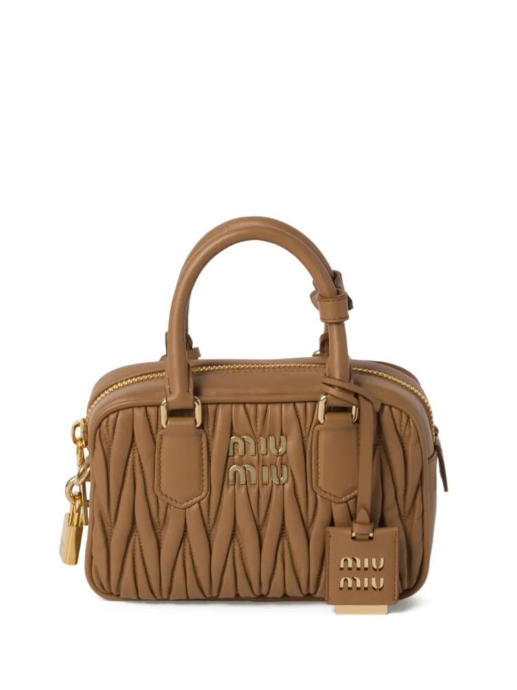 Miu Miu Arcadie matelassé leather tote bag - Brown Cover