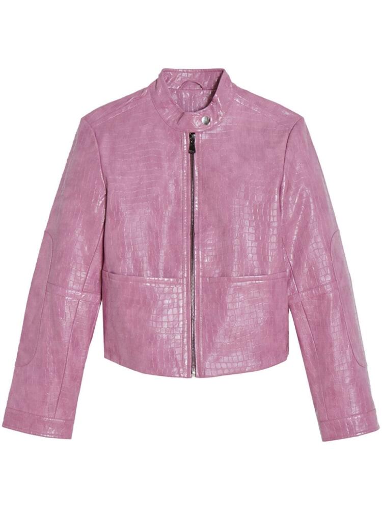 Apparis crocodile-embossed faux-leather jacket - Pink Cover