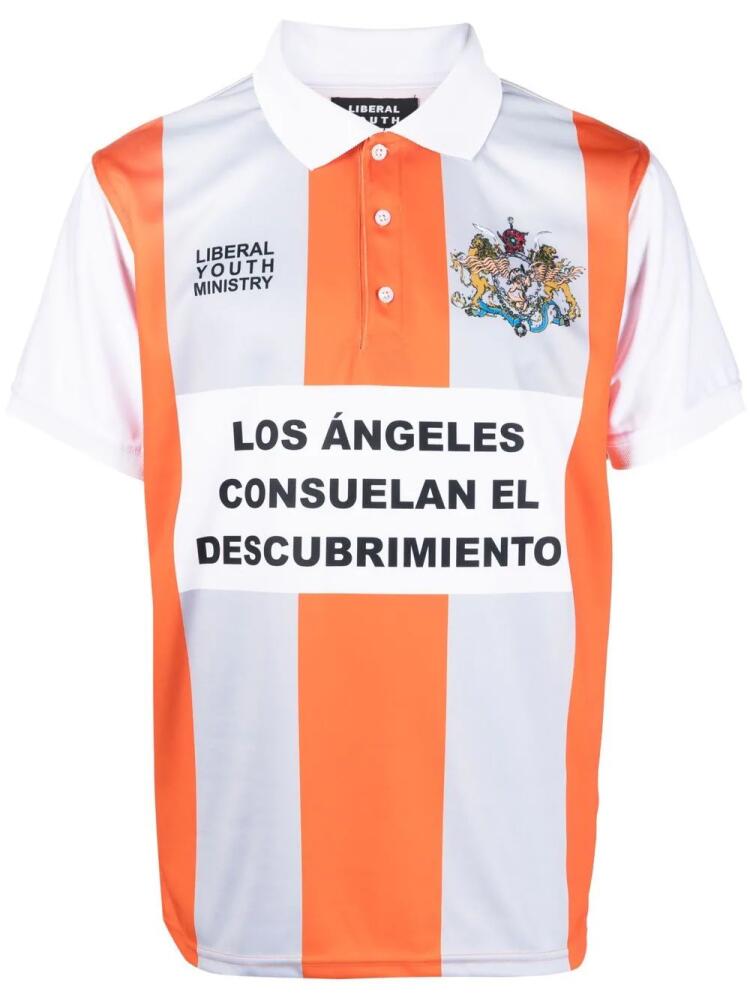 Liberal Youth Ministry Soccer logo-print polo shirt - Orange Cover