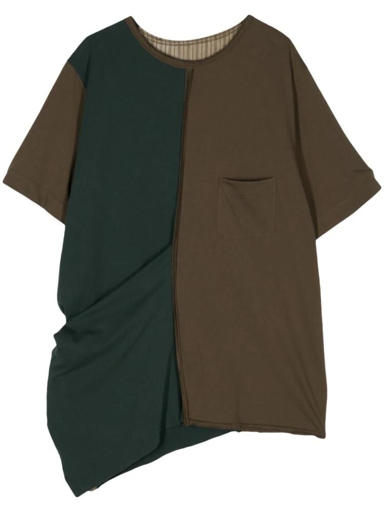 Ziggy Chen asymmetric colour-block T-shirt - Brown Cover