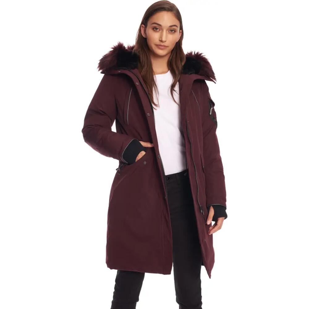 Alpine North LAURENTIAN - Vegan Down Long Parka Winter with Faux Fur Hood in Grape Cover