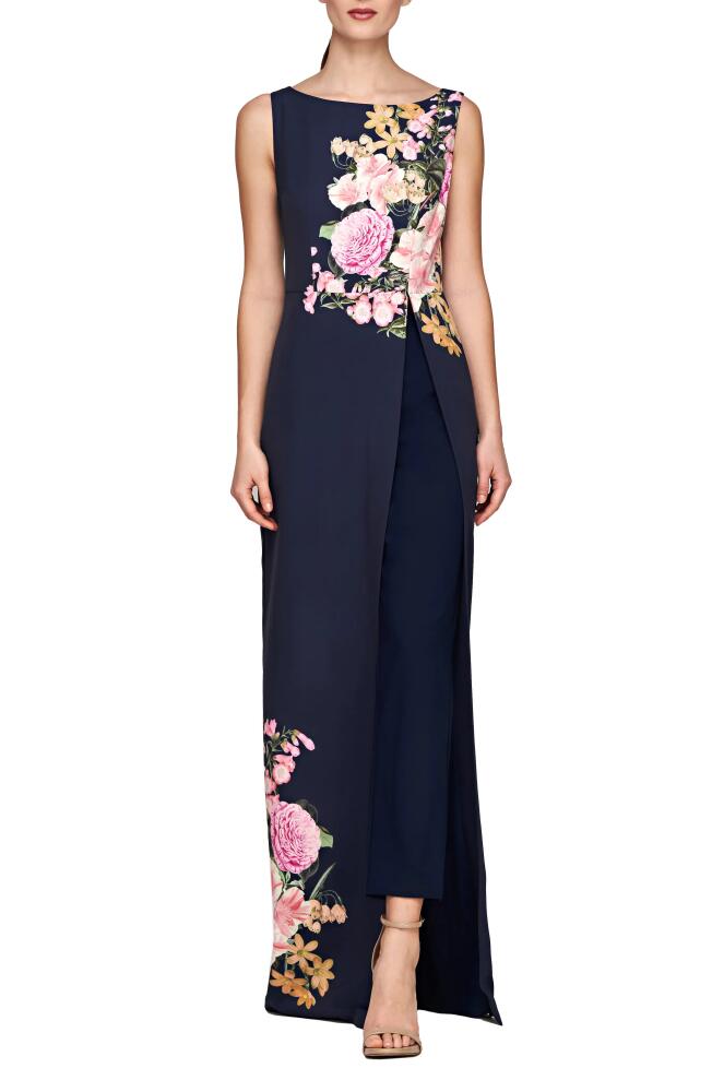 Kay Unger Esti Floral Maxi Jumpsuit in Dark Navy/Rose Violet Cover