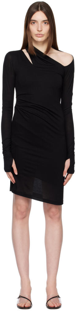 Helmut Lang Black Scala Midi Dress Cover