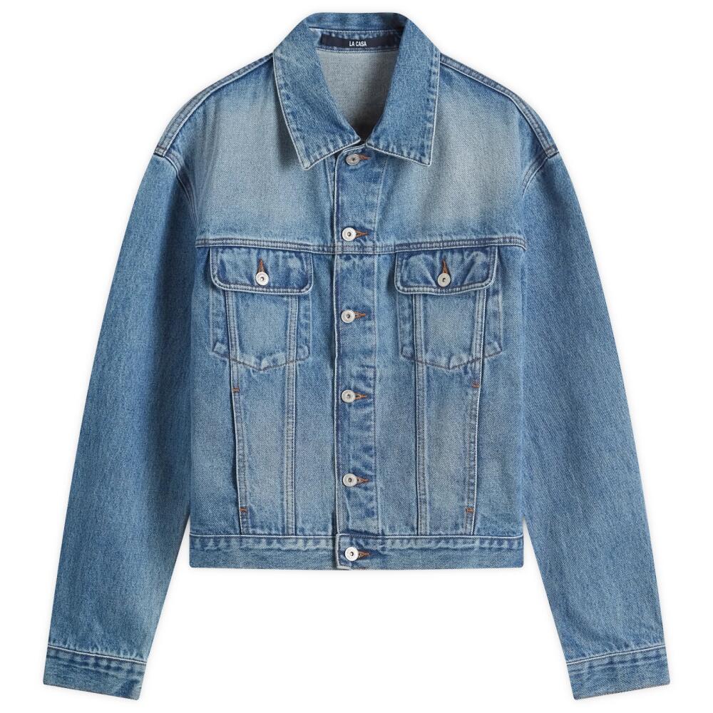 Jacquemus Men's Leather Patch Denim Jacket in Blue Cover