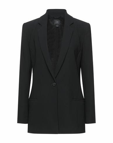 Armani Exchange Woman Blazer Black Elastomultiester, Polyester Cover