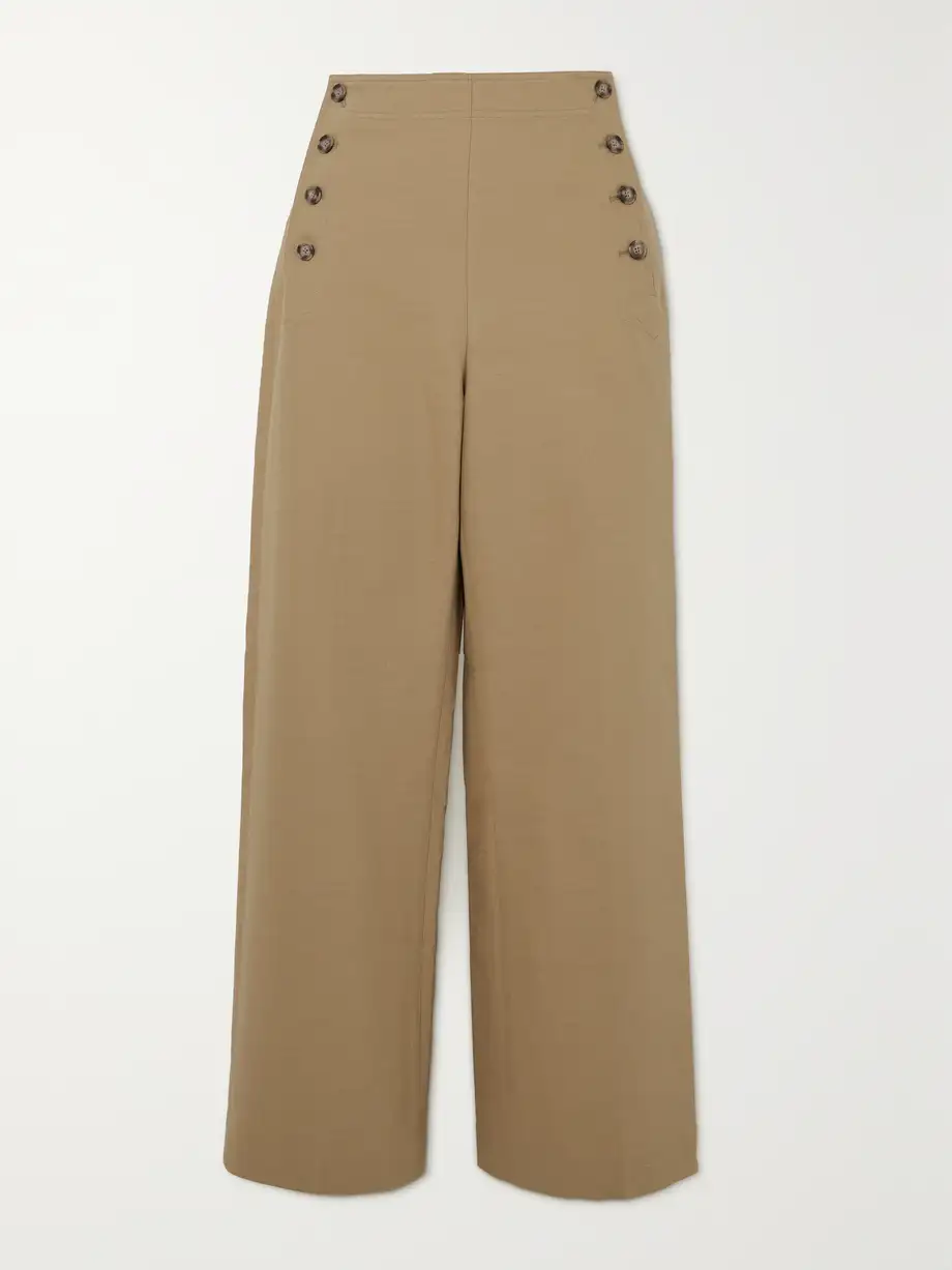 Polo Ralph Lauren - Cropped Cotton And Wool-blend Twill Wide-leg Pants - Brown Cover