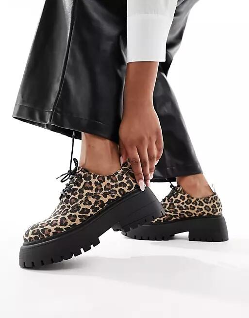 ASOS DESIGN Mars lace up loafers in leopard-Multi Cover