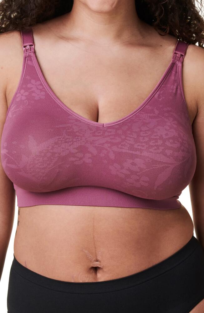 Bravado Designs Body Silk Seamless Recycled Nylon Blend Wireless Maternity/Nursing Bra in Berry Jacquard Cover