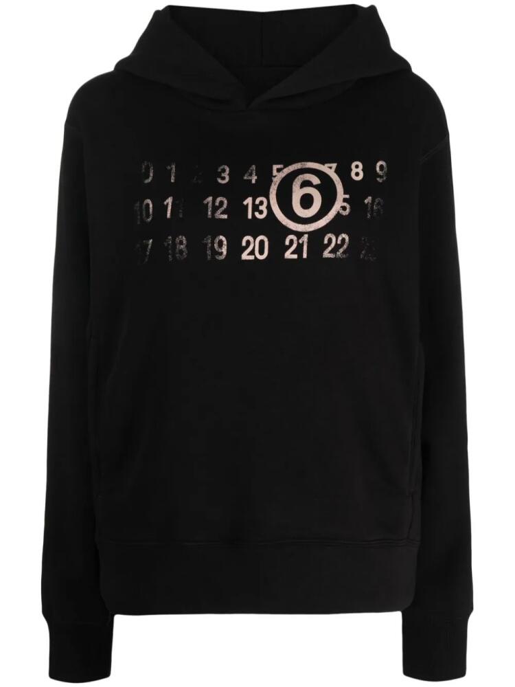 MM6 Maison Margiela logo-print cotton blend hoodie - Black Cover