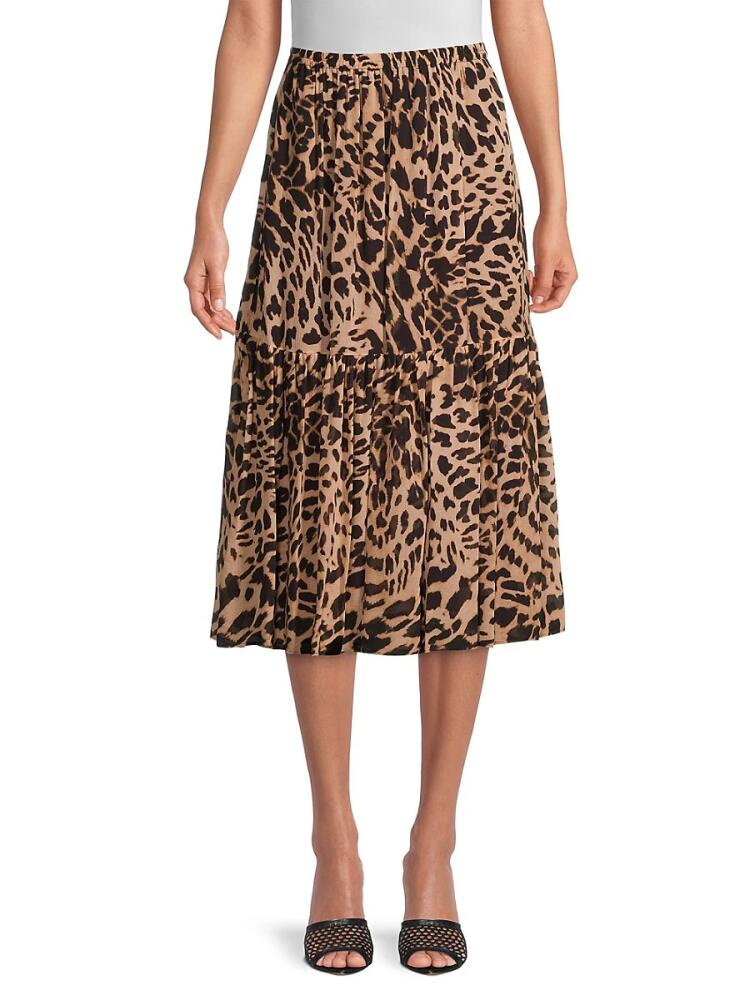 Kobi Halperin Women's Flora Animal Print Midi Skirt - Natural Multi Cover