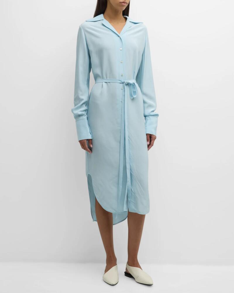 Camp-Collar Belted Midi Shirtdress Cover