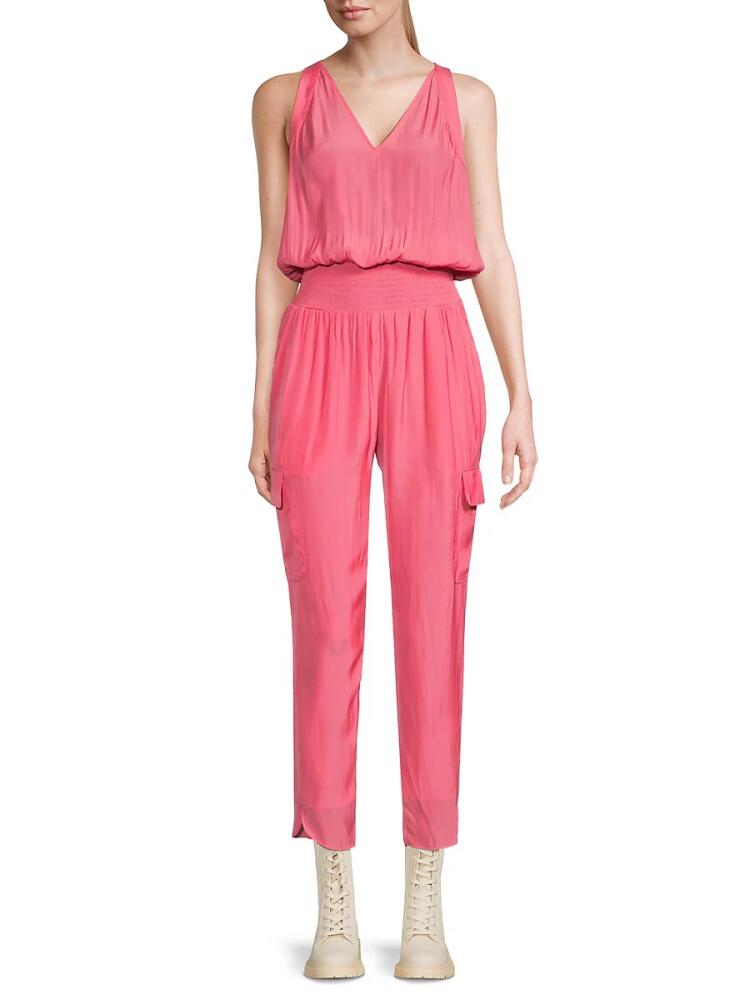 Ramy Brook Women's Malay Smocked Waist Cropped Jumpsuit - Candy Pink Cover