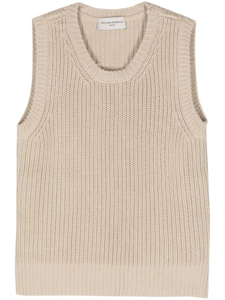 Officine Generale crew-neck cotton vest - Neutrals Cover