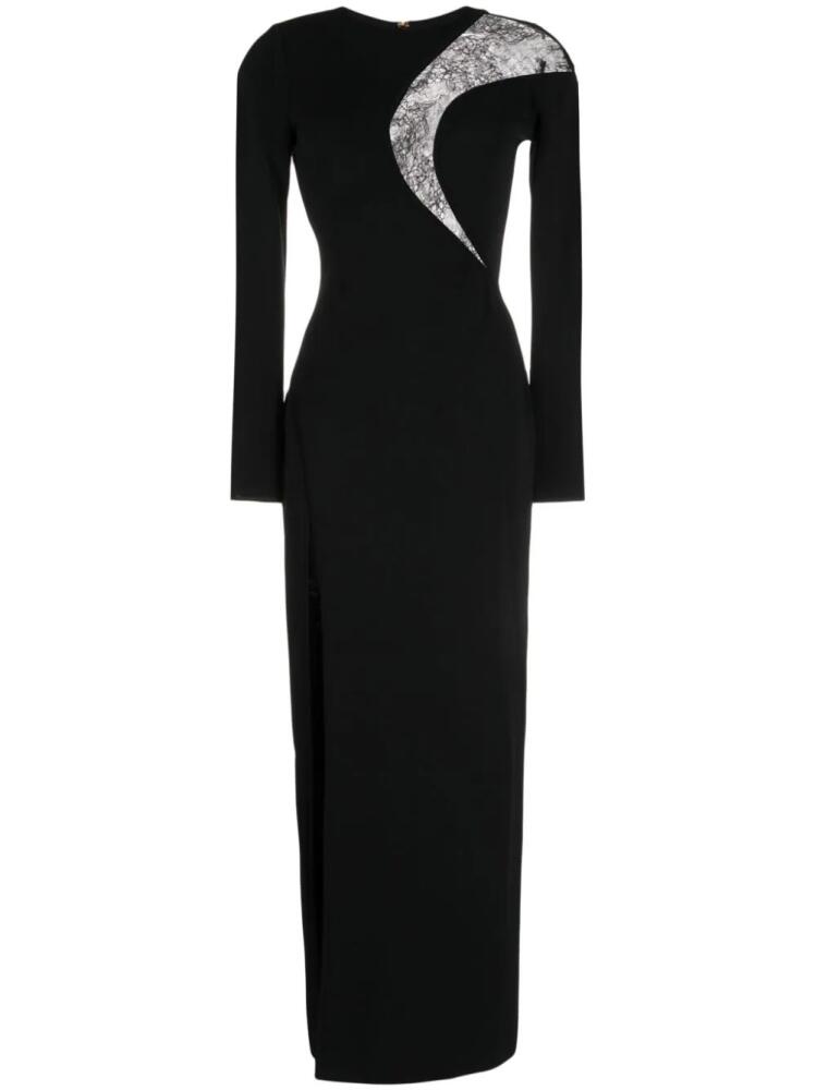 Elie Saab lace-detail knitted maxi dress - Black Cover