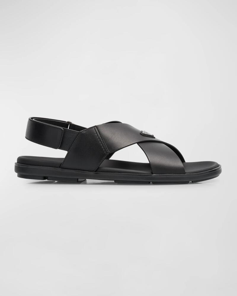 Prada Men's Leather Crisscross Sport Sandals Cover