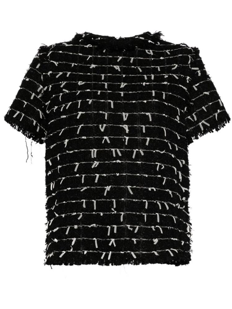 Isabel Sanchis frayed-detailing tweed top - Black Cover