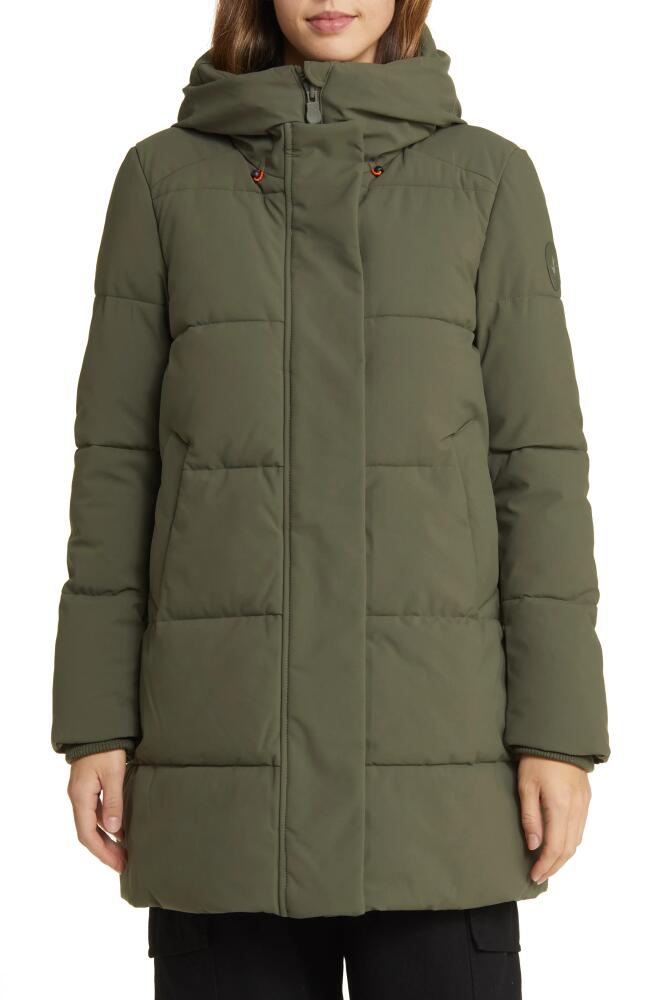 Save The Duck Bethany Water Repellent Hooded Quilted Parka in Laurel Green Cover