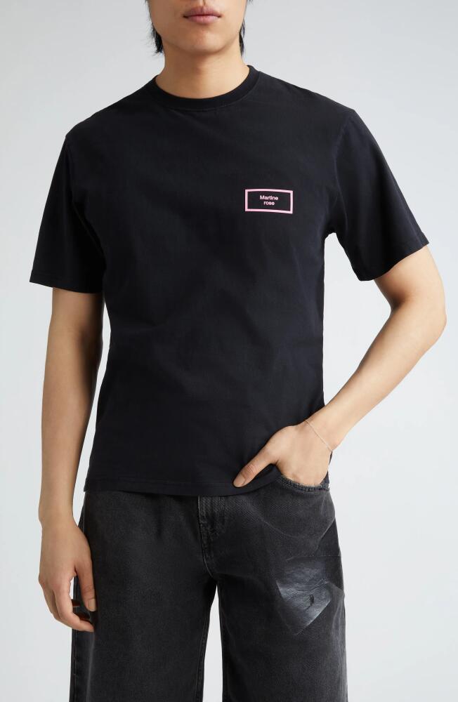 Martine Rose Classic Logo Cotton T-Shirt in Black Pigment Dye/Box Logo Cover