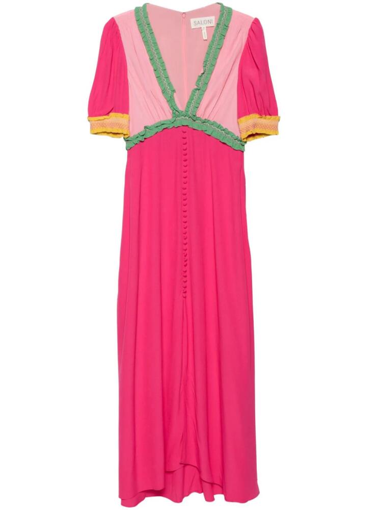 Saloni Lea colour-block maxi dress - Pink Cover