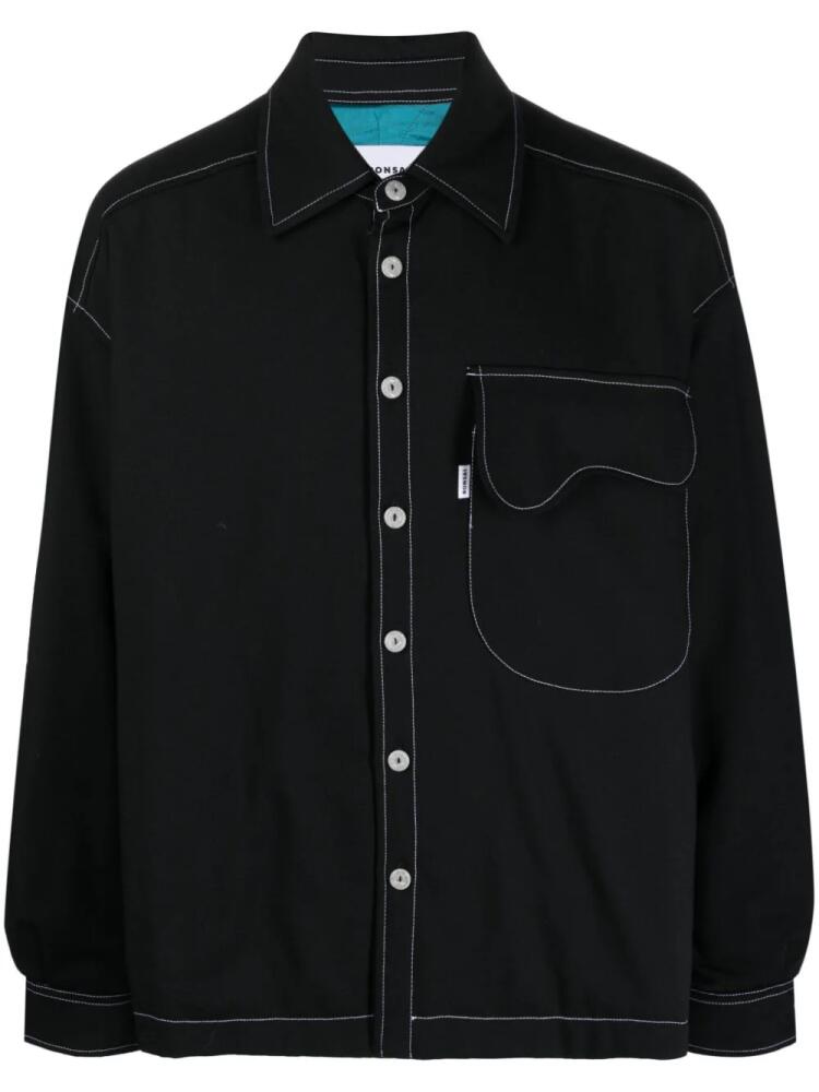 Bonsai logo-patch contrast-stitching shirt - Black Cover