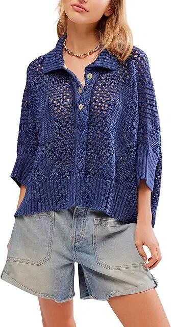 Free People To The Point Polo (Midnight Rain) Women's Sweater Cover