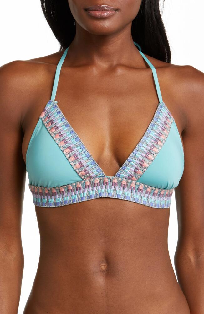 Becca Fiesta Embroidered Bikini Top in Mineral Cover