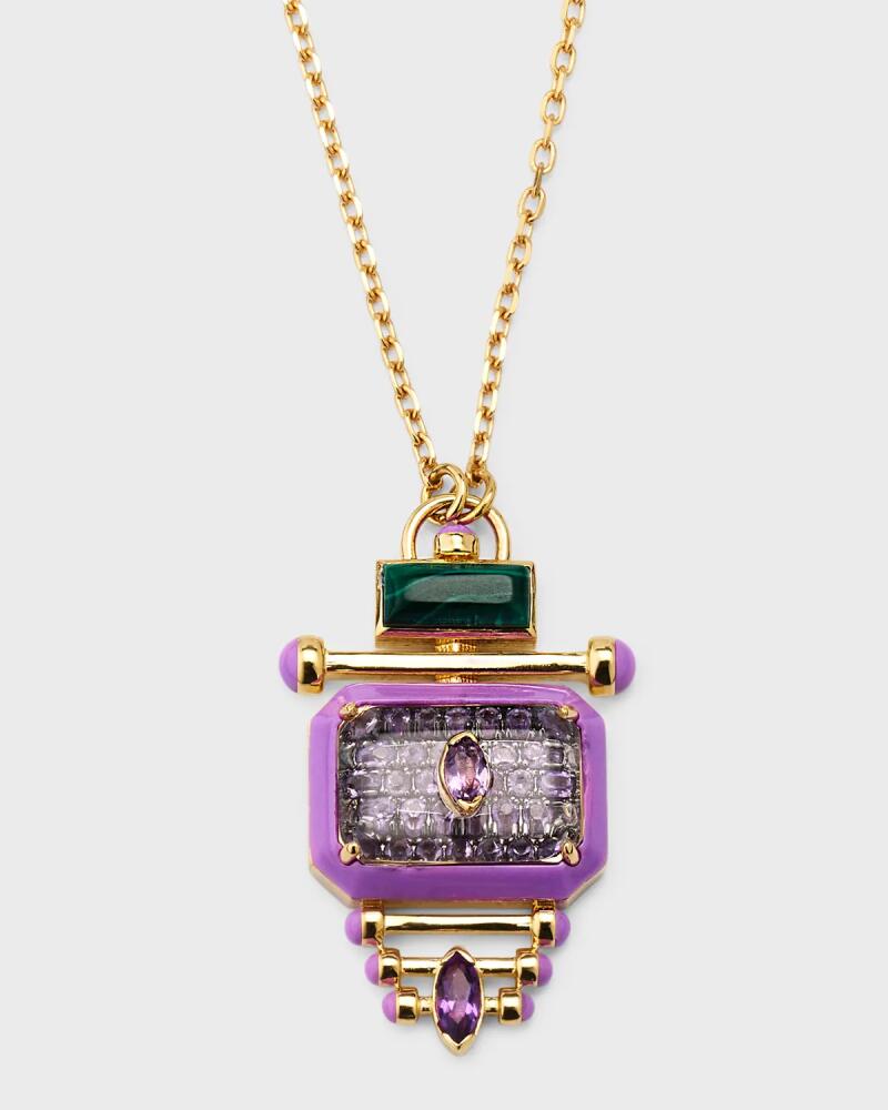 L'atelier Nawbar 18K Yellow Gold Little Barbie Moment Pendant Necklace With Amethyst And Malachite Cover