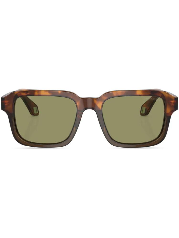 Giorgio Armani tinted-lens rectangle-frame sunglasses - Green Cover