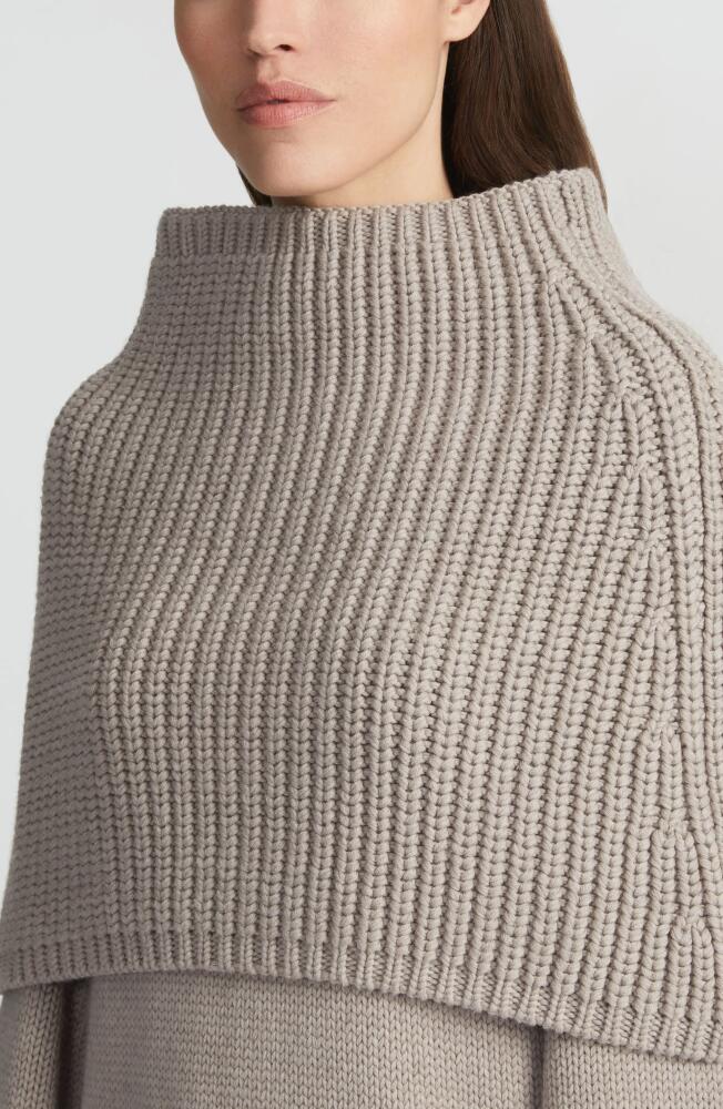 Lafayette 148 New York Chunky Rib Virgin Wool Snood in Smoked Taupe Melange Cover