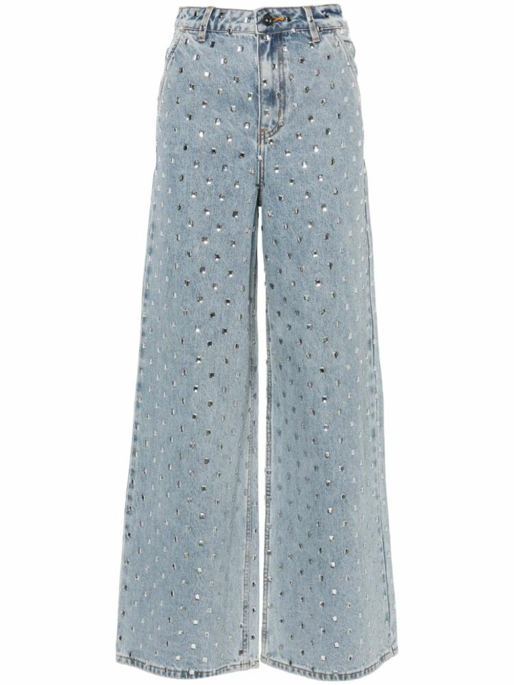 Self-Portrait high-rise wide-leg jeans - Blue Cover