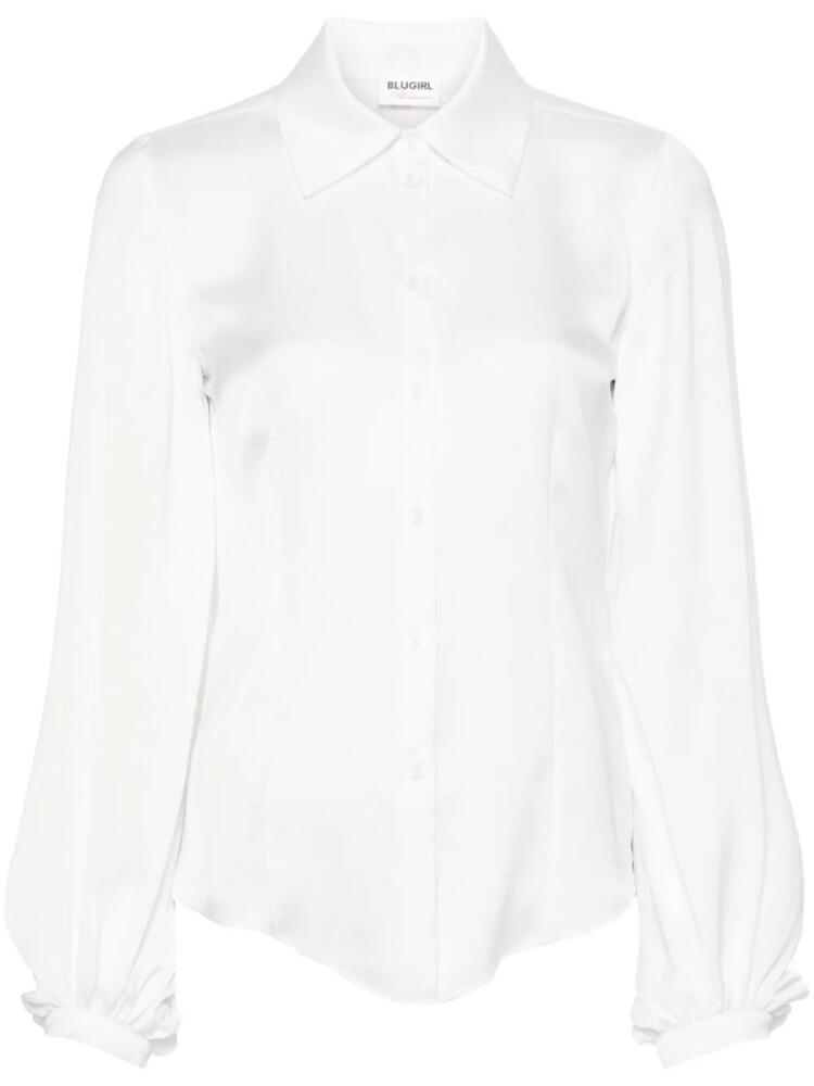 Blugirl puff-sleeve satin shirt - White Cover