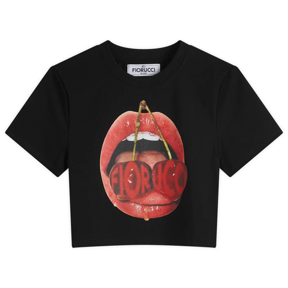 Fiorucci Women's Mouth Print Cropped T-Shirt in Black Cover