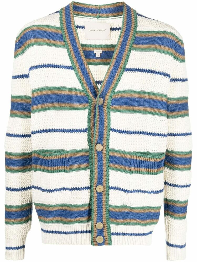 Nick Fouquet striped V-neck cardigan - White Cover