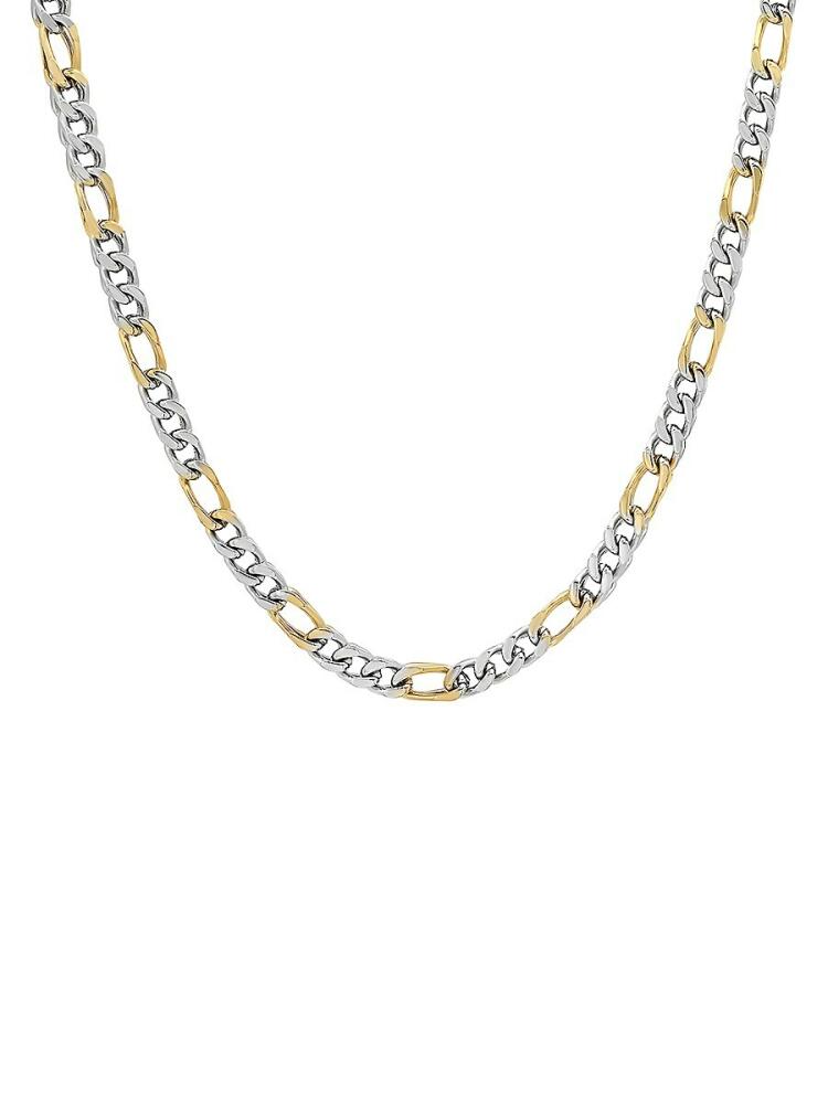 Anthony Jacobs Men's Stainless Steel Figaro Chain - Silver Gold Cover