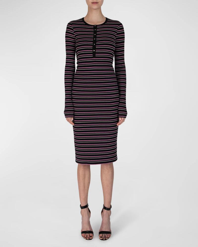 ATM Anthony Thomas Melillo Long-Sleeve Striped Henley Dress Cover